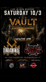 ‼️💥 NEW BEDFORD, MA💥‼️

ON  SATURDAY 10/03
THE VAULT PRESENTS:

A night of Grunge and rock Icons! Hosted by The Vault in New Bedford, MA . Don't miss this 1 night  only of grunge and rock icons that shaped an entire generation. $15 advanced tickets $20 DOS. Get your tickets 🎟 Here 👇👇👇👇👇
https://www.eventbrite.com/e/black-days-chris-cornell-tribute-almost-creed-creed-tribute-tickets-1997641151459?aff=efbevent&fbclid=IwdGRjcAT6lFdjbGNrBPqUTHBkb2YBZXh0bgNhZW0CMTEAc3J0YwZhcHBfaWQMMzUwNjg1NTMxNzI4AAEe_0UmHZ7z1hNhuHDy4IxXHuWMdItcMYe4o-WeGhyPL6jaOpiLJ1YWgqFA8E8_aem_JIV0T3BqE0WhLjGq6cxDNg
DOORS: 7PM
SHOWTIME:8PM

💥KING ANIMAL: Formed by some of the industries best musicians to create, The Ultimate Chris Cornell Experience. Soundgarden/Audioslave/Temple of The Dog and Solo carrer. Come see their return to The Vault!

💥 ALMOST CREED: The nation's best Creed tribute that will have you singing along to all the anthems that you have known and loved for decades!